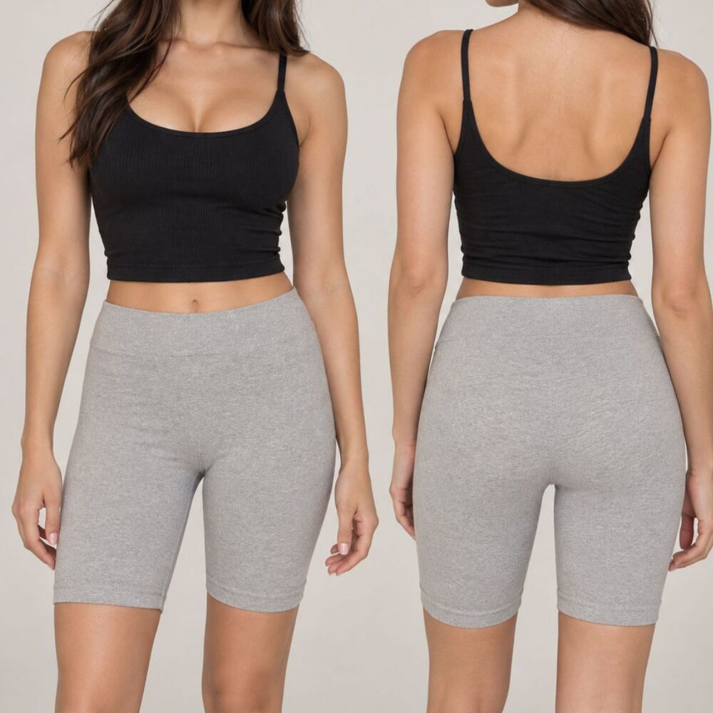 Gray Biker Shorts Small High Waisted Activewear Workout Shorts